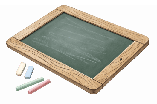 Wooden Framed Chalkboard with Colorful Chalk for Educational and Creative Use png