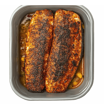 Grilled Spicy Fish Fillets Perfectly Cooked in a Baking Dish for Healthy Meal Preparation png