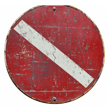 Weathered No Entry Traffic Sign with Distressed Red Background for Urban Design Elements png