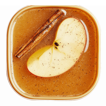 Sliced Apple Cinnamon Brew in Clear Bowl with Sugar Spice Garnish for Fall Desserts and Drinks png