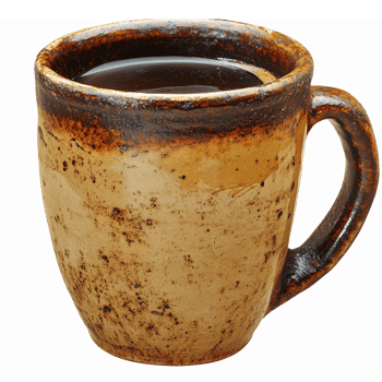 Rustic Ceramic Mug with Hot Coffee for Cozy Cafe and Kitchen Decor png