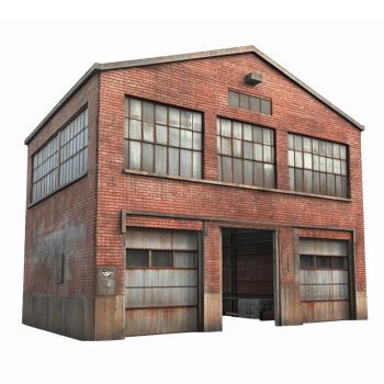 Vintage Brick Warehouse with Large Windows for Industrial and Urban Design Projects png