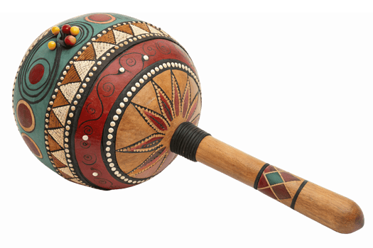 Colorful Traditional Maraca Instrument with Intricate Patterns for Music and Cultural Events png