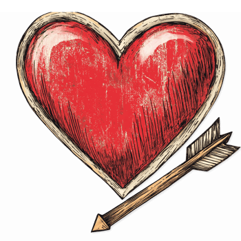 Vintage Red Heart with Arrow Romantic Illustration for Love Crafts and Valentine Designs png
