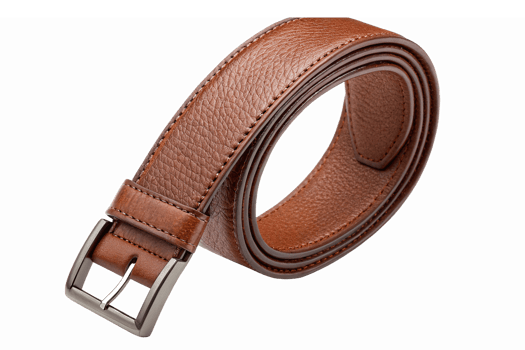 Stylish Brown Leather Belt with Metallic Buckle Perfect for Fashion and Everyday Wear png
