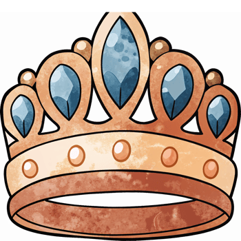 Elegant Royal Crown with Blue Gems for Celebrations Party Invitations and Fantasy Themes png