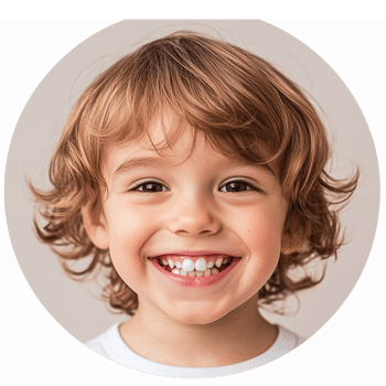 Smiling Child with Curly Hair Joyfully Expressing Happiness on a Light Background png