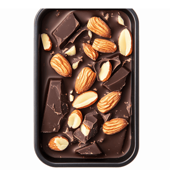 Decadent Dark Chocolate Bar with Almonds and Chunky Pieces for Gourmet Treats and Desserts png