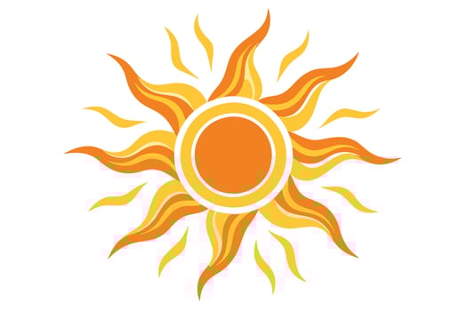 Artistic Sunburst with Flame Like Rays in Warm Orange and Yellow Tones vector