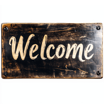 Rustic Wooden Welcome Sign with Handwritten Lettering for Home Decor and Hospitality png
