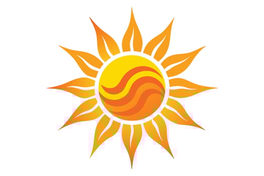 Stylized Sun Icon with Wavy Lines and PetalLike Rays on White Background vector