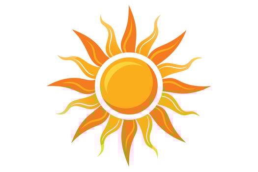Decorative Sun Icon with Stylized Rays and a White Background vector