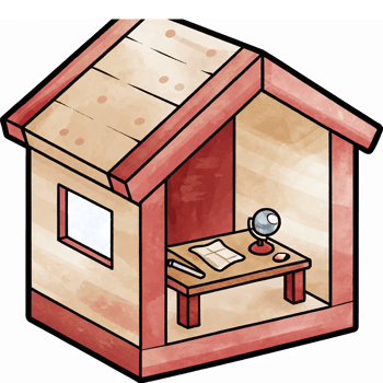 Colorful Classroom Illustration Featuring a Schoolhouse Desk and Educational Supplies png