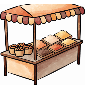 Colorful Spice Market Stall with Various Spices and Fruits on Display for Culinary Inspiration png