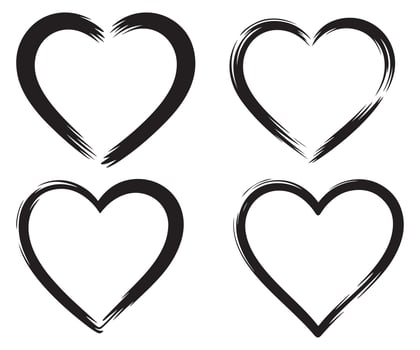 Brush Stroke Heart Outline Hand-Drawn Love Symbol Clipart. vector