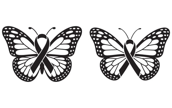 Black and White Butterfly Awareness Ribbon Design vector