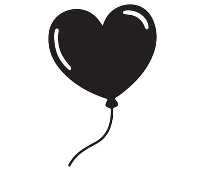 Heart Shaped Balloon Silhouette Elegant Love Themed Design. vector
