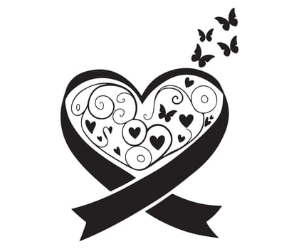 Whimsical Butterfly Heart Ribbon Design Delicate And Elegant Artwork. vector