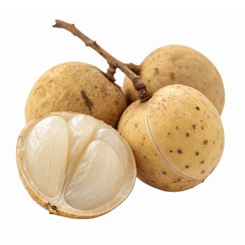 Longan Fruit Cluster with Fresh Yellow Skin and Juicy White Flesh Isolated on Transparent Background png