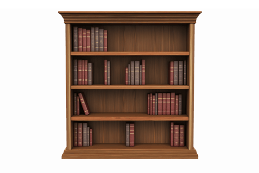 Wooden Bookshelf with Colorful Books for Home Office or Library Interior Decoration png