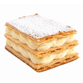 Delicious Creamy Puff Pastry Dessert with Powdered Sugar Topping on Transparent Background png