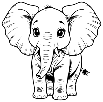 Cute Cartoon Elephant Illustration coloring, png