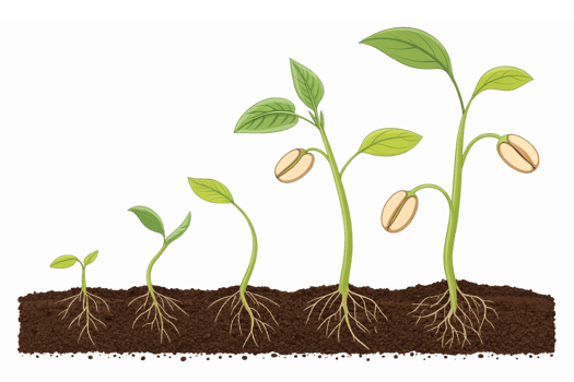 Growth Stages of Plants Illustrating Seed Germination Root Development and Leaf Formation png