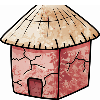 Traditional Thatched Roof Hut with Weathered Walls Ideal for Cultural Illustrations png