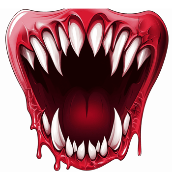 Fierce Mouth with Sharp Teeth and Dripping Blood for Horror and Halloween Themes png