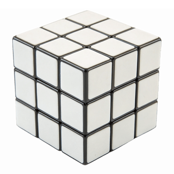 3D White Rubiks Cube Puzzle with Black Borders and Transparent Background png