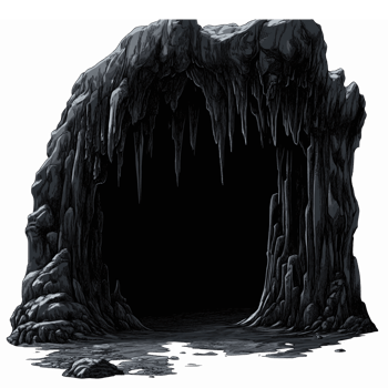Dark Cavern Entrance with Jagged Rocks and Icicles for Fantasy and Adventure Themes png