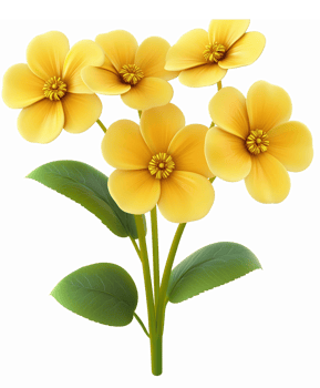 Vibrant Yellow Blossoms with Green Leaves for Spring and Summer Floral Designs png