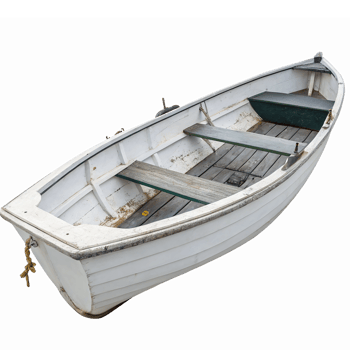 Classic Wooden Rowboat on White Background with Transparent Features for Nautical Designs png