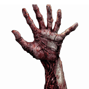 Zombie Hand Reaching Upward with Blood and Veins for Horror Themed Designs and Illustrations png