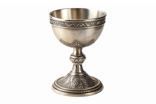 Elegant Silver Chalice with Intricate Designs for Celebrations and Historical Themes png