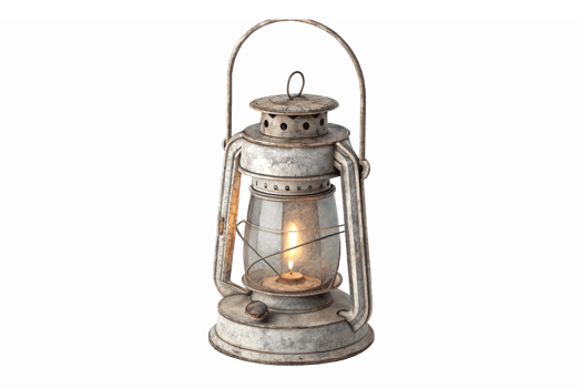 Vintage Lantern Rustic Metal Design with Candle Flame Warm Lighting for Home Decor and Camping png