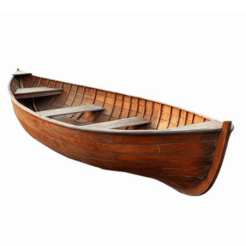 Wooden Rowboat Vintage Design with Transparent Background for Nautical Decor and Illustrations png
