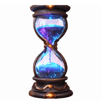 Magical Hourglass with Vibrant Cosmic Sand Glowing in a Mystical Design png