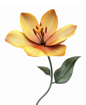 Vibrant Orange Lily Flower with Green Leaves Floral Design for Botanical Illustrations png