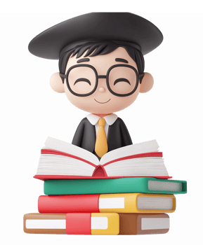 Cheerful Student with Books and Graduation Cap in Illustration png