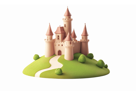 Fairy Tale Castle on Hill with Green Landscape and Pathway for Fantasy Designs png