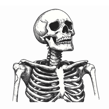 Detailed Skeleton Illustration for Anatomy Education and Halloween Decorations png