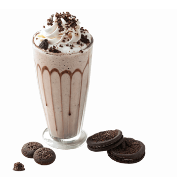 Delicious Chocolate Milkshake Topped with Whipped Cream and Cookie Crumbles on Transparent Background png