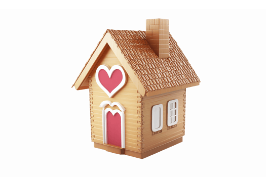 Charming Wooden House Model with Heart Design Perfect for Love and Home Themes png