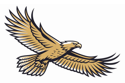 Majestic Eagle in Flight Illustration Ideal for Sports Logos or Nature Themes png