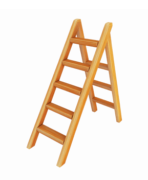 Wooden Step Ladder with Five Rungs Ideal for Home Improvement and DIY Projects png