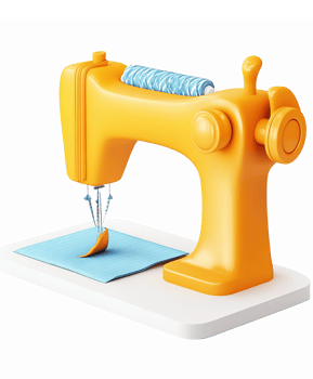 Colorful Vintage Sewing Machine with Needle and Thread on Fabric for Tailoring and Craft Projects png