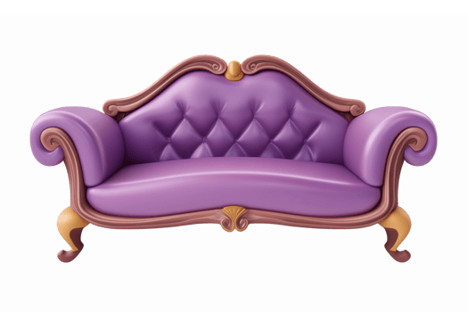 Vintage Purple Sofa with Elaborate Design and Gold Accents for Luxurious Interior Decor png