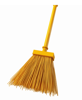 Yellow Broom with Long Handle for Cleaning Tasks and Household Maintenance png