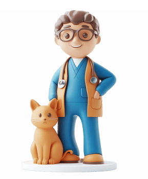Friendly Veterinarian with Cat Companion Cartoon Character Design for Animal Care and Health png